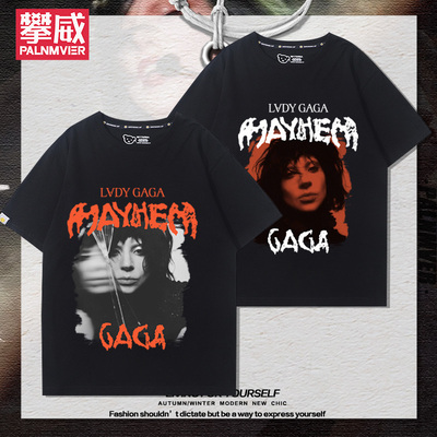 ladygaga新加坡2025演唱会应援周边短袖男女夏季美式百搭T恤潮ins