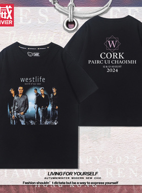 westlife西城男孩演唱会周边短袖男女夏季纯棉美式百搭潮流T恤衫