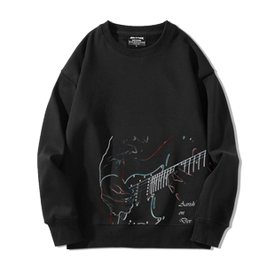 摇滚架子鼓演出服吉他爵士乐Drum乐器复古乐队圆领卫衣鼓手衣服潮