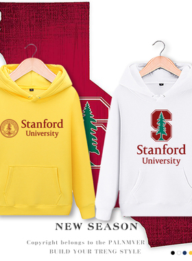 斯坦福大学套头卫衣Stanford University纪念加绒连帽休闲外套男