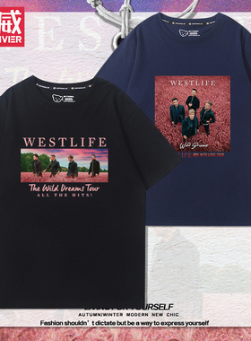 西城男孩westlife乐队四海筑梦演唱会周边短袖男女夏季美式T恤衫