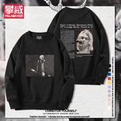 Kurt Cobain科特柯本黑白报纸人像复古vintage卫衣秋冬百搭上衣潮