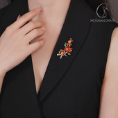 宫廷柿柿如意高档胸针女中式 胸花别针长辈妈妈妇女节礼物秋冬配饰