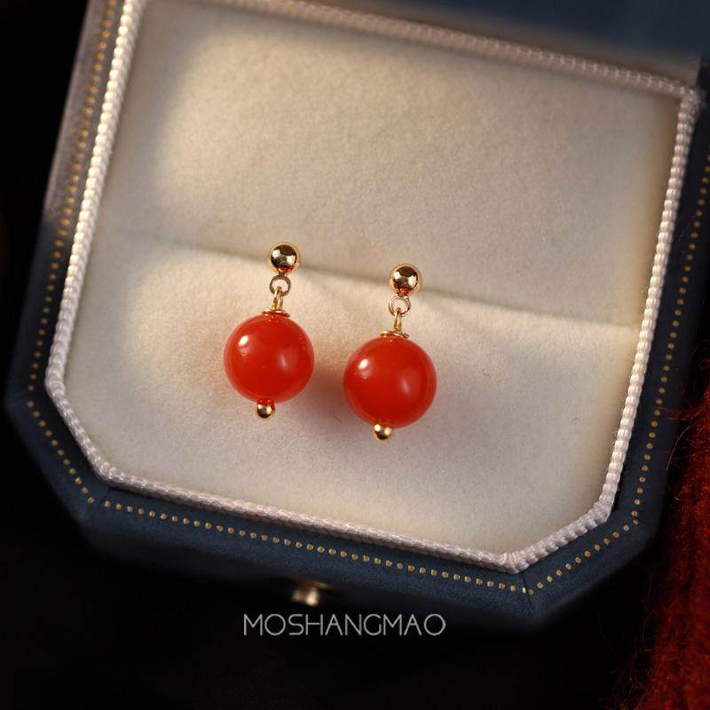 正仲南红玛瑙高级耳钉轻奢小众设计复古中国红色耳环简约气质耳饰,饰品/流行首饰/时尚饰品新,耳饰,淘宝优惠券,粉丝福利购,淘宝优惠卷