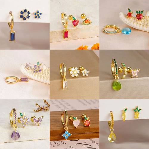 3PCS Stainless Steel Earrings Sets for Women Cubic Zircon Go