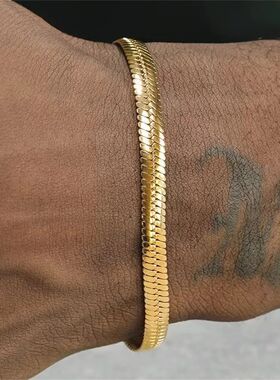 Hip Hop Stainless Steel Bracelet Gold Color Snake Chain Tita