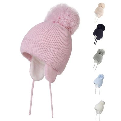 Winter Warm Knitted Baby Hats for Girls Pom Pom Kid Toddler