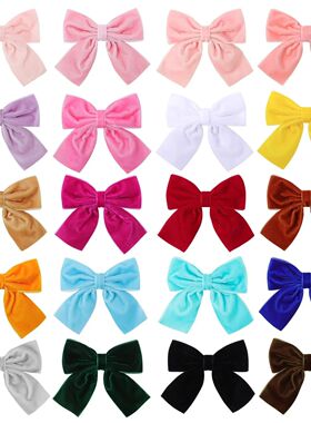4.3inch Velvet Bows Hair Clips for Girls Black White Red Pin