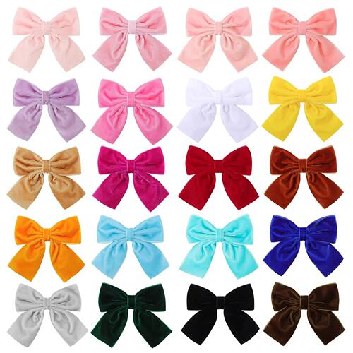 4.3inch Velvet Bows Hair Clips for Girls Black White Red Pin