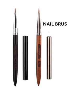 1Pc Sandalwood Handle Nail Liner Brush Nail Painting Pen Acr