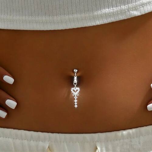 Clip On Belly Button Ring Butterfly Copper Zircon Pink Fake