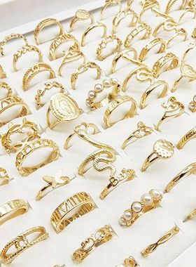 30pc/Lot Gold Color Finger Rings For Girls New Love Snake An