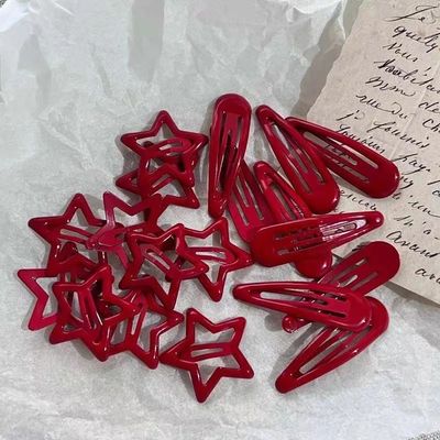 10 Pcs/Lot  Red Star Snap Clip For Girl Waterdrop Barrettes