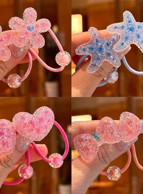 2 Pieces Crystal Blue Starfish Princess Headwear Elastic Hai