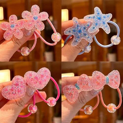 2 Pieces Crystal Blue Starfish Princess Headwear Elastic Hai