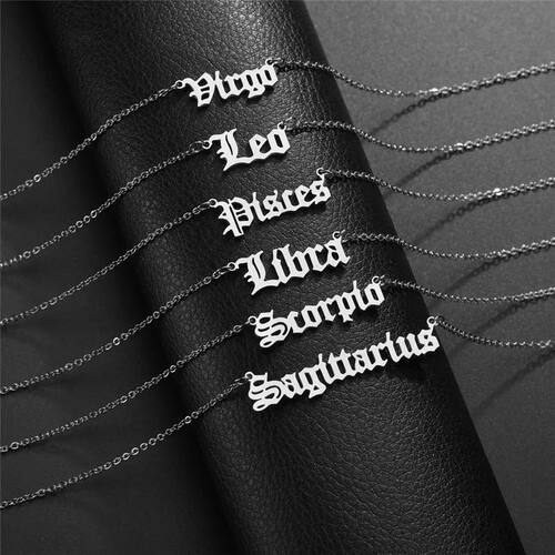 12 Constellation Jewelry Stainless Steel Zodiac Letter Neckl