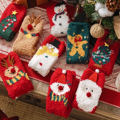 2025 Latest Christmas Coral Velvet Middle Tube Warm Thick Fl