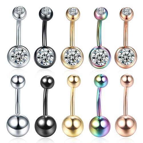 1PC 14G Belly Button Ring Navel Nombril Piercings Surgical S