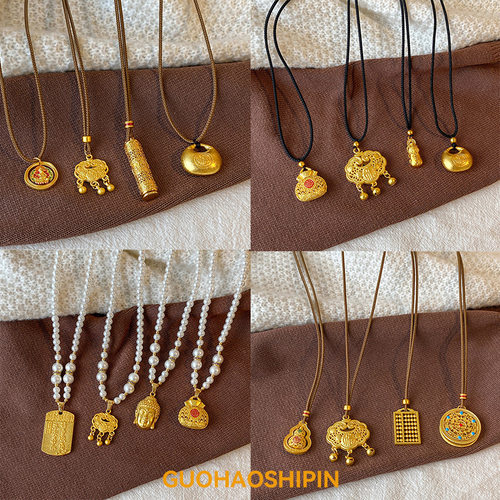 Strong Color Gold Necklace Gold Shop National Style Sweater