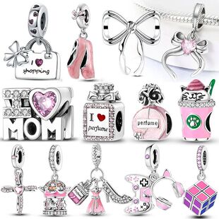 Charms 925 Sterling Silver Pink Series Perfume Bead Pendant