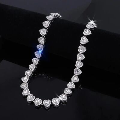 1Pcs Durable Heart-shaped Rhinestone Necklace Alloy 20/45cm