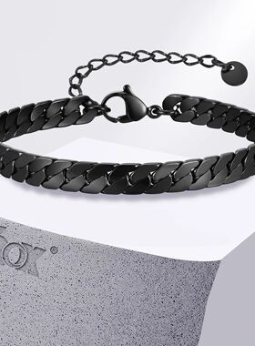 Vnox Gothic Black Cuban Chain Bracelets for Men, Stainless S