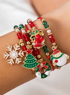5pcs/set Cute Christmas Series Snowflake Tree Pendant Crysta