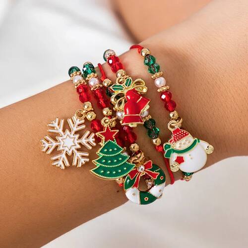 5pcs/set Cute Christmas Series Snowflake Tree Pendant Crysta