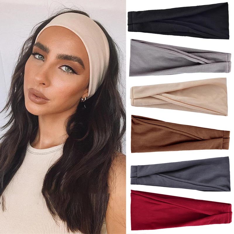 Women Solid Color Elastic Hair Bands Yoga Headband Turban Ma 饰品/流行首饰/时尚饰品新 发饰 原图主图