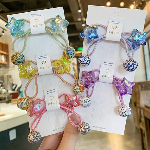 2PCS Cute Princess Five Star Color Double Head Headwear Kids