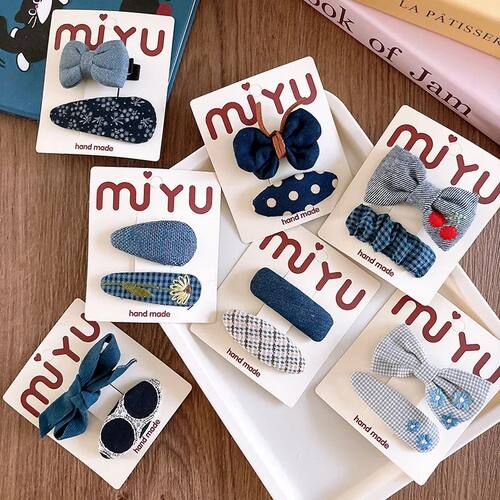Blue Kawaii Cloth Hairpins Women Girls Children Hair Clips B