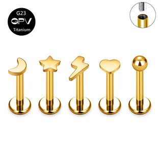 G23 Titanium Stud Love Lightning Star Moon Multiple Shapes P