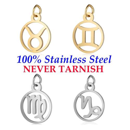 10 Pieces/lot 12 Constellation Zodiac Charm 316 Stainless St