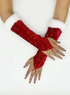 A large red Christmas fuzzy hook finger exposed finger holid