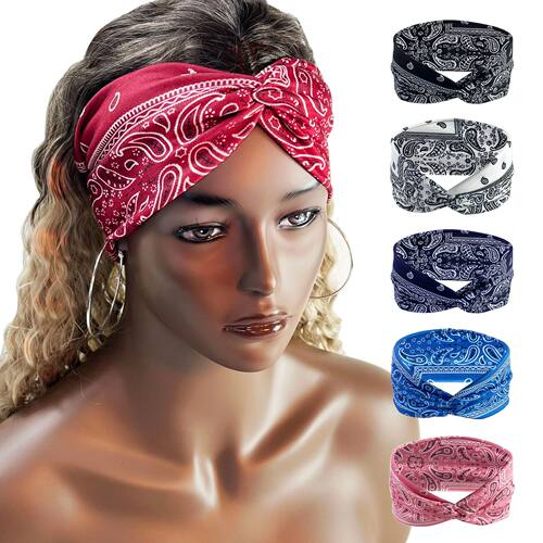 Head Bands Cross Elasticity Hair Band Bandana Print Head Wra
