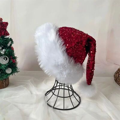 Adults Christmas Sequin Hat, Monochromatic, Sparkle Santa Ca