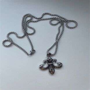 Vintage Cross Pendant Necklace Unisex Versatile Simple Long