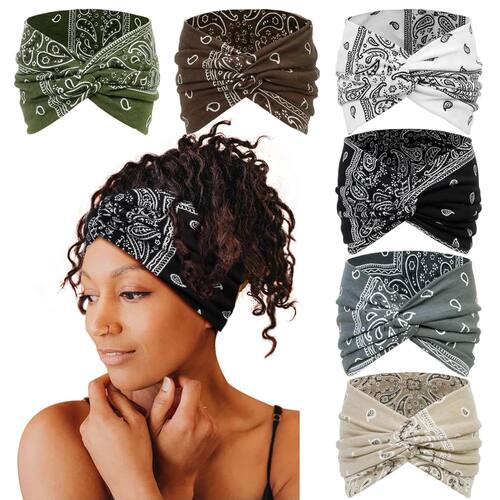 Boho Wide Knotted Headband Soft Elastic Printed Turban Hairb