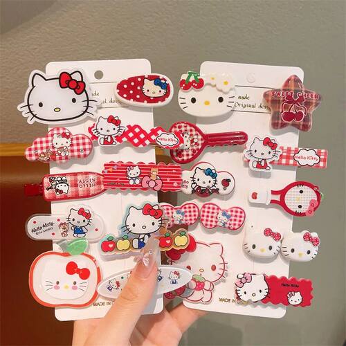 10pcs Children's Hair Clip HelloKitty Cute Headwear for Girl