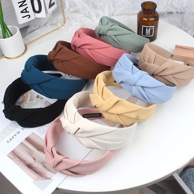 NewWomen Headband Solid Color Wide Side Hairband Center Knot