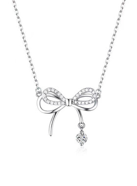 Bow Necklace Pendant Girl Heart Small Fresh Diamond Clavicle