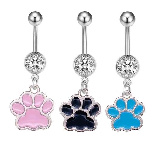 New Stainless Steel Belly Button Ring Blue Pink Cat Scratch