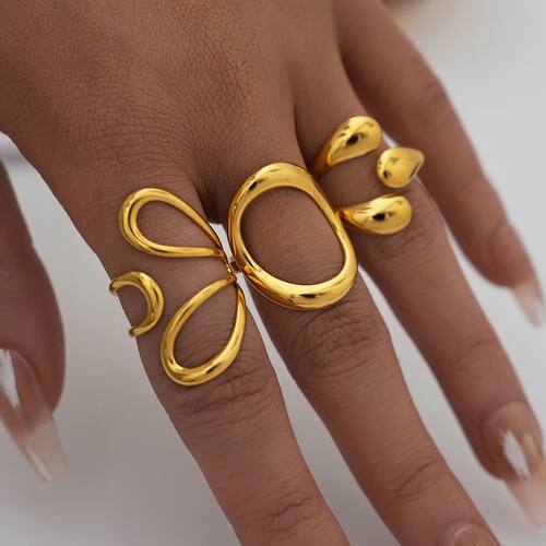 Fashion Minimalist Large Rings For Women Stainless Steel Gol