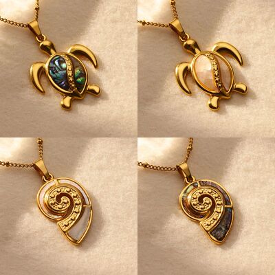 Summer Beach Turtle Necklace for Women Beads Chain Pendans N