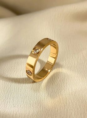 Trendy Stainless Steel Rose Gold Color Love Ring for Women M
