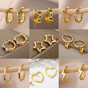Star Pendientes Earrings For Women Girl Stainless Steel Mini