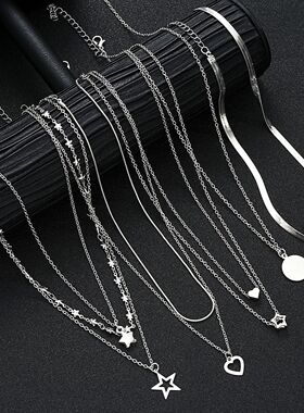 9 Pcs Simple Choker Necklaces for Women Fashion Love Heart S