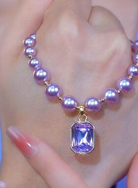 Pearl Square Crystal Pendant Necklace Women Design High-grad