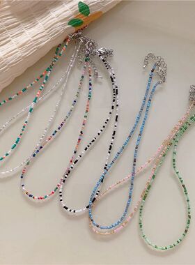 Bohemia Simple Seed Beads Strand Choker Necklace String Coll
