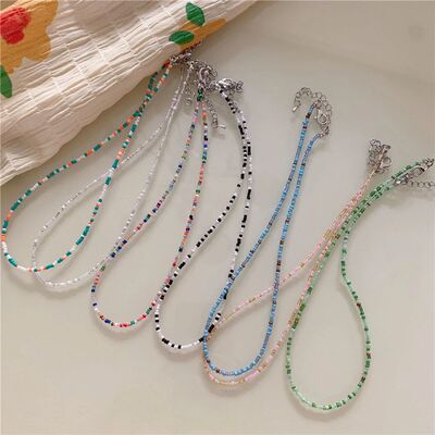 Bohemia Simple Seed Beads Strand Choker Necklace String Coll